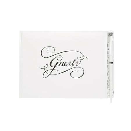 C.R Gibson Guest Book with Pen-Silver Foil (1CT)