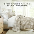thumbnail image 3 of Noble Linens 3-Piece Taupe Distressed Bouquet Reversible Quilt Set, Queen, 3 of 8