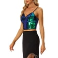 thumbnail image 4 of INSPIRE CHIC Sequin Cami Top for Women's Spaghetti Strap Club Party Cropped Tank Tops XS Green, 4 of 4