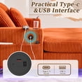 thumbnail image 4 of UNITED WE WIN Orange Corduroy Oversized Recliner Sofa: Deep Seat, USB/Type-C Charging, RGB LED, Cup Holder, Side Pocket - 56" Wide Living Room & Bedroom Lounger, 4 of 22