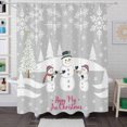 thumbnail image 1 of Festive Winter Snowman Shower Curtain - Gray with Snowflakes & Holiday Cheer, 1 of 5