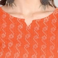 thumbnail image 7 of Janasya Indian Round Neck 3/4 Sleeve Woven Design Orange Cotton Kurta For Women, 7 of 7