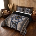 thumbnail image 3 of Manfei Tribal Geometric Aztec Full Size Comforter Sets, Southwest Bohemian Bedding Comforter Set, Brown and Blue, Black Reversible 3 Pieces, 1 Comforter and 2 Pillowcases, 3 of 6