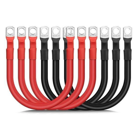 6PCS 4 AWG Cables,30CM Marine Inverter Cables Set, with 3/8In Tinned Copper Lugs,for pwm25