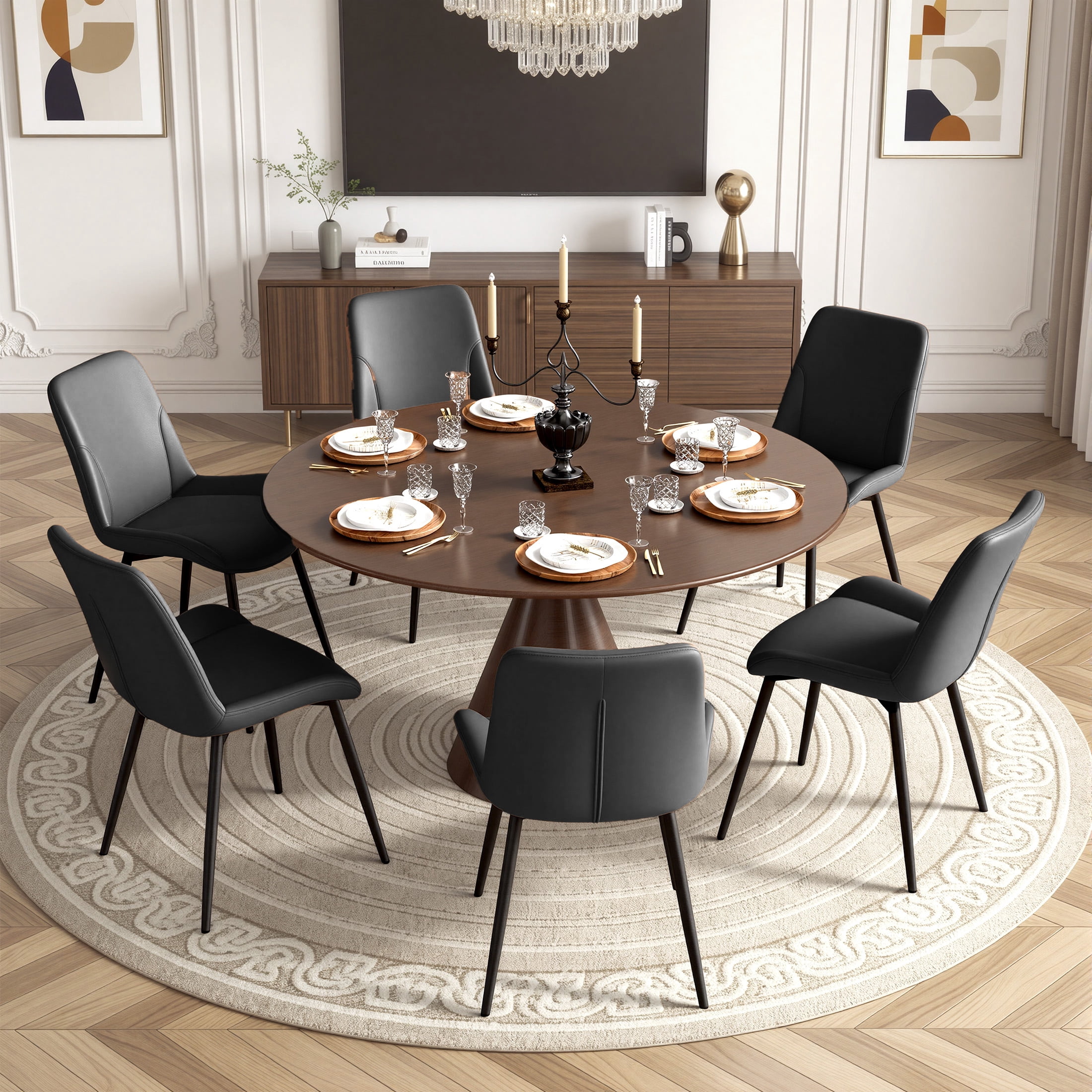 MOONMISS Dining Chair Set of 2,Upholstered with Ergonomic Backrest Metal Legs for Kitchen Office Reading,Black