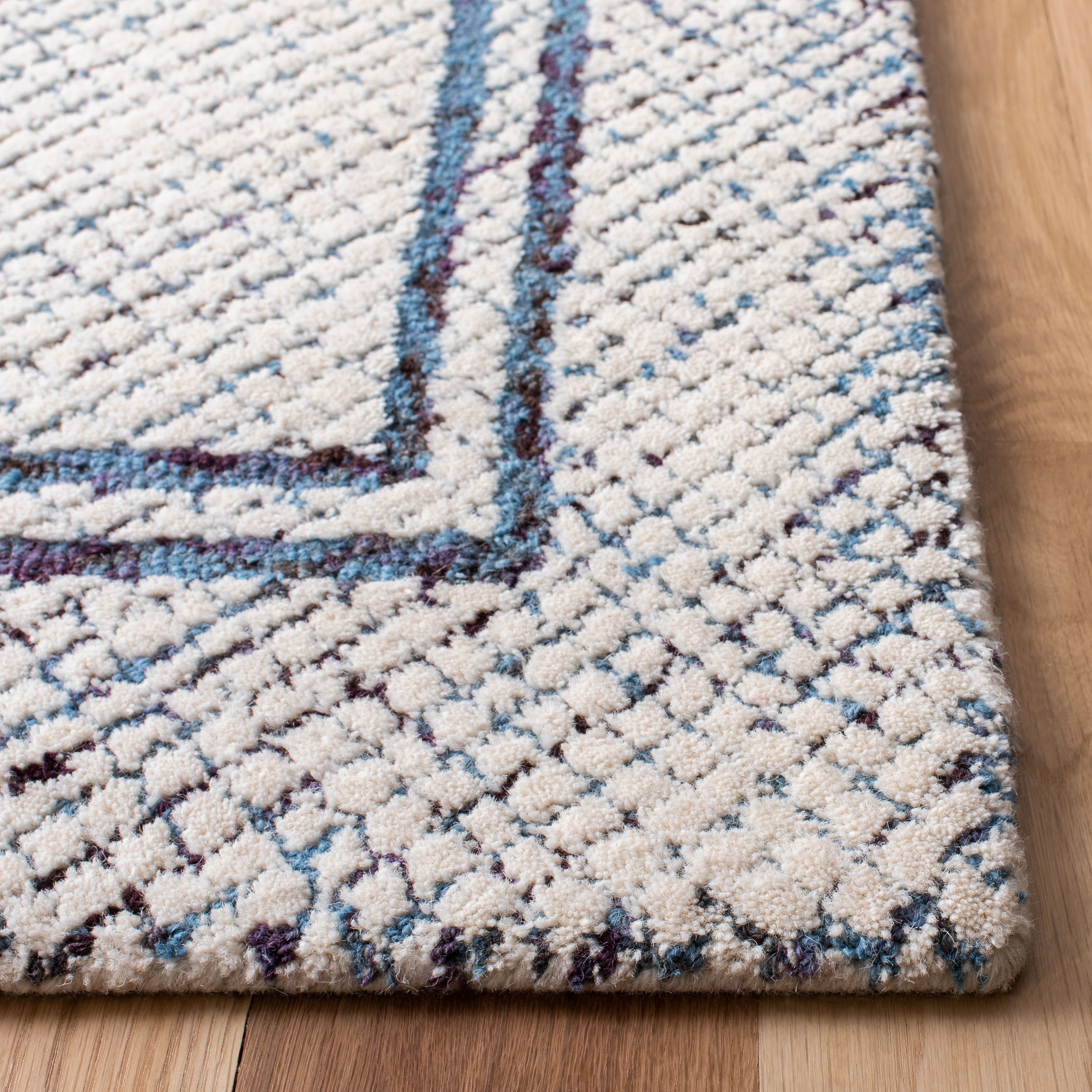 SAFAVIEH Abstract Millicent Geometric Wool Area Rug, Ivory/Navy, 10' x 14'