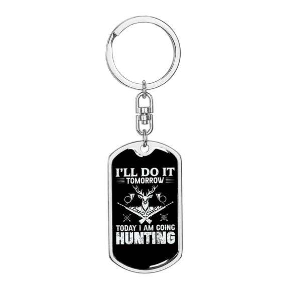 Today Going Hunter'S Keychain Stainless Steel or 18k Gold Dog Tag Keyring