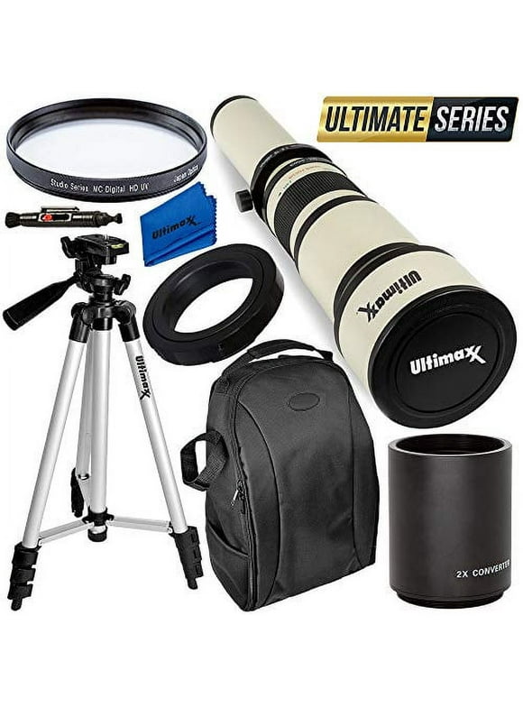 Ultimaxx 650-1300mm (w/ 2x-- 1300-2600mm) Telephoto Zoom Lens Kit for Nikon D7500, D500, D600, D610, D700, D750, D800, D810, D850, D3100, D3200, D3300, D3400, D5100, D5200, D5300, D5500, D5600, D7000