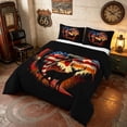 thumbnail image 2 of Manfei Hunting Deer Pike Fish Queen Comforter Set, Independence Day Comforter Sets Queen, Red Black Orange, Black Reversible 3pcs, 1 Comforter and 2 Pillowcases, 2 of 6