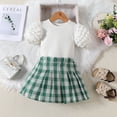 thumbnail image 4 of Coerni Toddler Baby Girl Skirts Outfit Summer Kids Clothes Sleeveless Knit Vest Top + Lattice Pleated A Line Skirt Set, 4 of 6