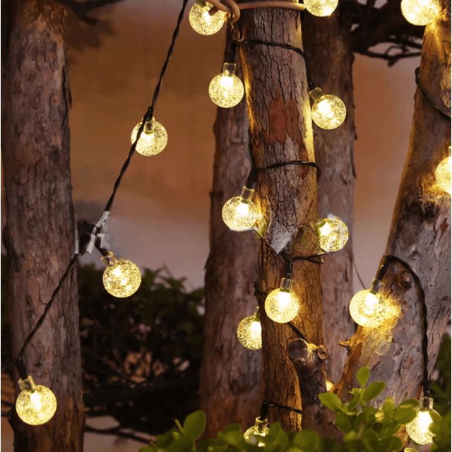 Bola de burbuja LED Solar, lámpara de bola de cristal, cadena de lámpara impermeable para exteriores, tira de lámpara, decoración de jardín, cadena de estrellas, lámpara de corte