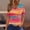 Hot Pink, variant on QUNYINEY T Shirts for Women Casual Short Sleeve V Neck Gradient Tops Button Loose Pullover Shirts