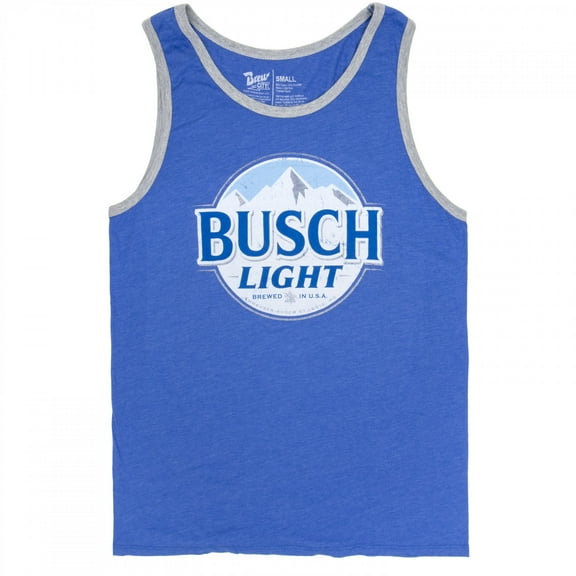 Busch Light Logo Mens Ringer Blue Tank Top-Small