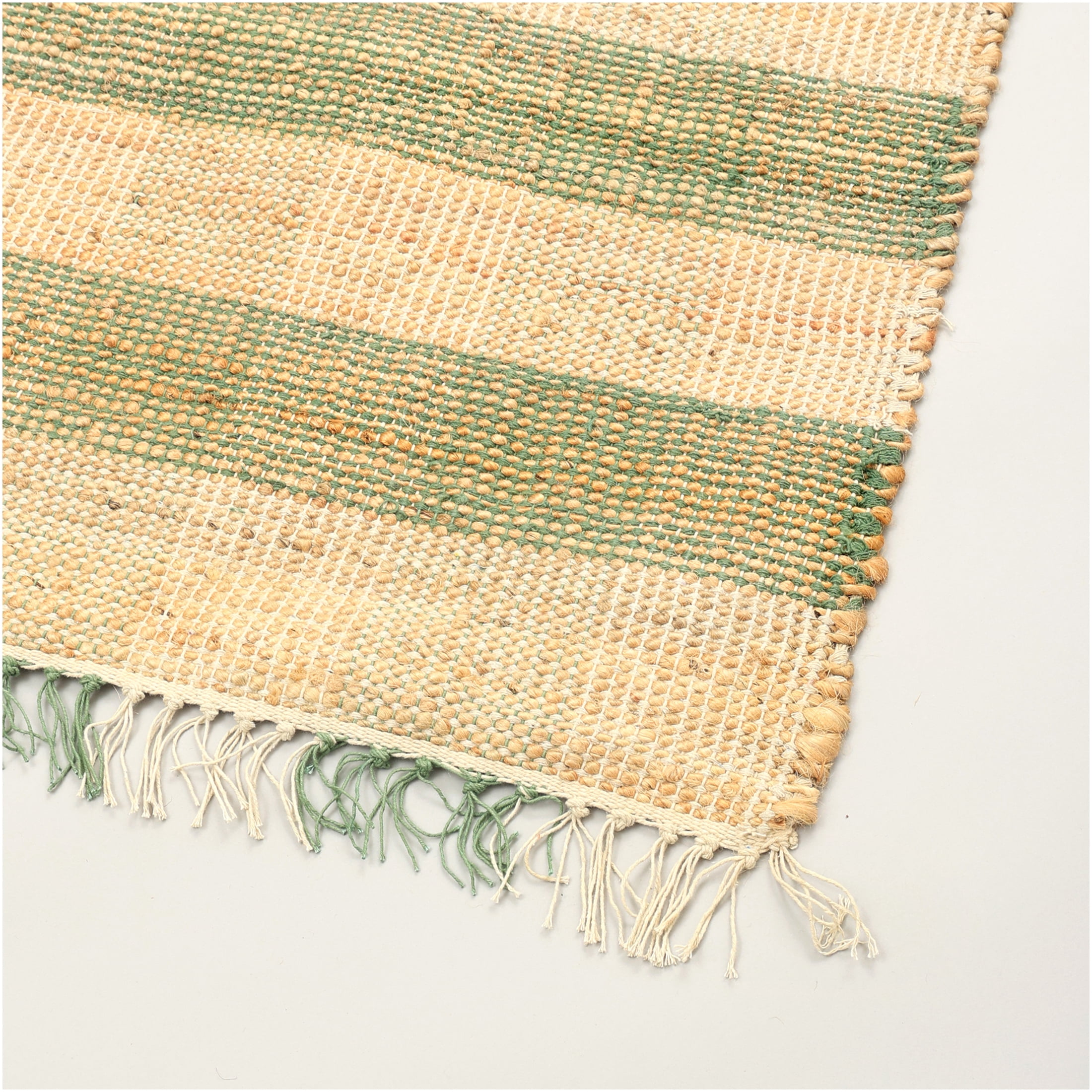 JERFIT 5x7 Ft Plaid Area Rug, Handwoven Natural Jute and Cotton, Dark Brown Green, Eco-Friendly Floor Rug for Living Room, Bedroom, Entryway