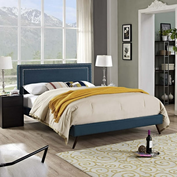 Modern Contemporary Urban Design Bedroom Queen Size Platform Bed Frame