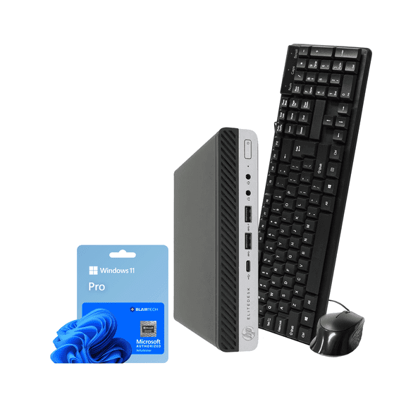 Restored HP EliteDesk 800 G5 Micro PC, i7-9500T, 16GB RAM, 500GB NVMe SSD, Win 11 Pro, WiFi, Bluetooth 5G, Wired Keyboard & Mouse Blair Tech (Refurbished)