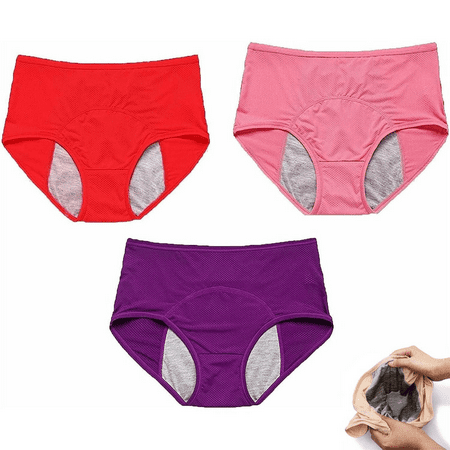 Fulorrnie Underwear for Women Plus Size Period High Waisted Leakproof Panty Elastic Waist Stretchable Ventilated Breathable Panties  Red  XXXXXXXXL