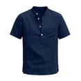 thumbnail image 3 of Guluxicc Men's Cotton V-Neck Shirts with Pocket Button Short Sleeve Shirts for Everyday Wear Summer Casual Outfits, 3 of 6