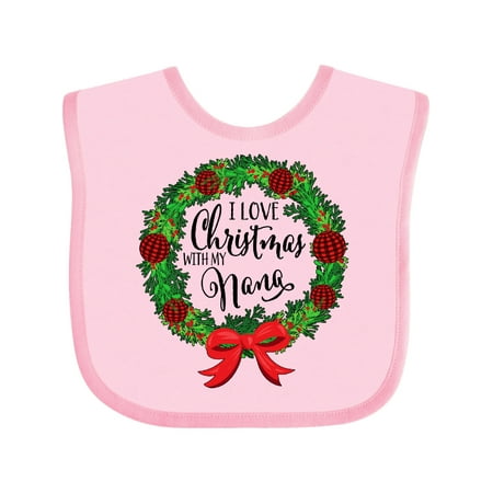 

Inktastic I Love Christmas with My Nana Wreath Gift Baby Boy or Baby Girl Bib