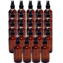 Medical Sales Supply Amber 4oz Black Mist Sprayer Bottle (120ml) Pack of 24 - Glass Tincture Bottles with Black Mist Sprayers for Essential Oils & More Liquids - Leakproof Travel Bottles