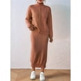 thumbnail image 6 of Women'S Two Piece Sweater Skirt Sets Knit Sweater Top Bodycon Skirt 2 Piece Outfits Coffee M, 6 of 8