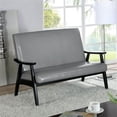 thumbnail image 4 of Furniture of America Kikee Faux Leather Cushioned Loveseat Bench in Light Gray, 4 of 5