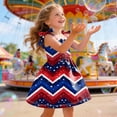 thumbnail image 4 of Gubotare American Flag Dress Girls Sleeveless Dress Round Neck Button Ruffle Hem Dresses with Belt (Watermelon Red,3-4 Years), 4 of 5