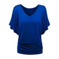 thumbnail image 5 of Uhndy Women Baggy Short Sleeve V-Neck Dolman Drape T-Shirts Top Beach Holiday Party Solid Tunics Tops Oversized Loose Tee Tops, 5 of 6