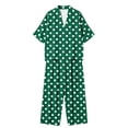 thumbnail image 6 of Women's Dressy Polka Dots 2 Piece Outfits - V Neck Shawl Collar Blouses & Wide Leg Pants Lounge Sets with Pockets, 6 of 6