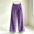 thumbnail image 5 of Karymi Athletic Shorts for Women Solid Plush Fuzzy Wide Leg Pants, Elastic Waist Decorative Button Front Warm Fluffy Long Trousers, 5 of 5