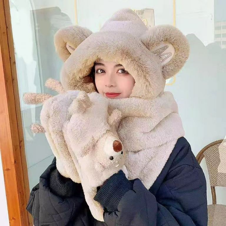 Fluffy hat and best sale scarf
