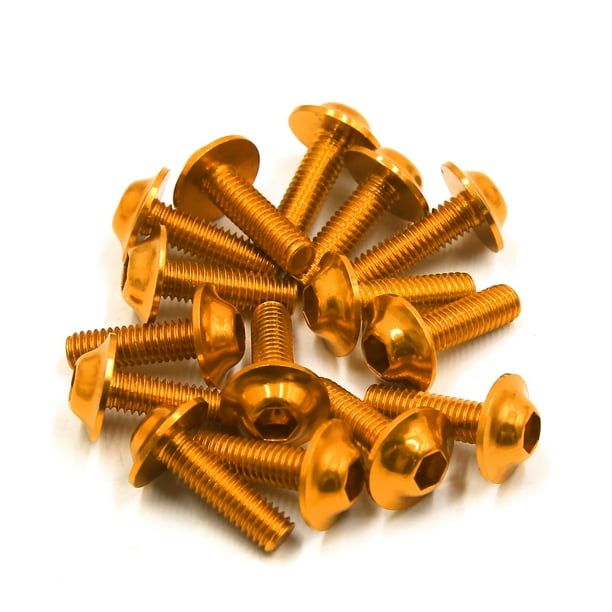15PCS M6 x 20mm Gold Tone Hexagon License Plates Bolts Screws for