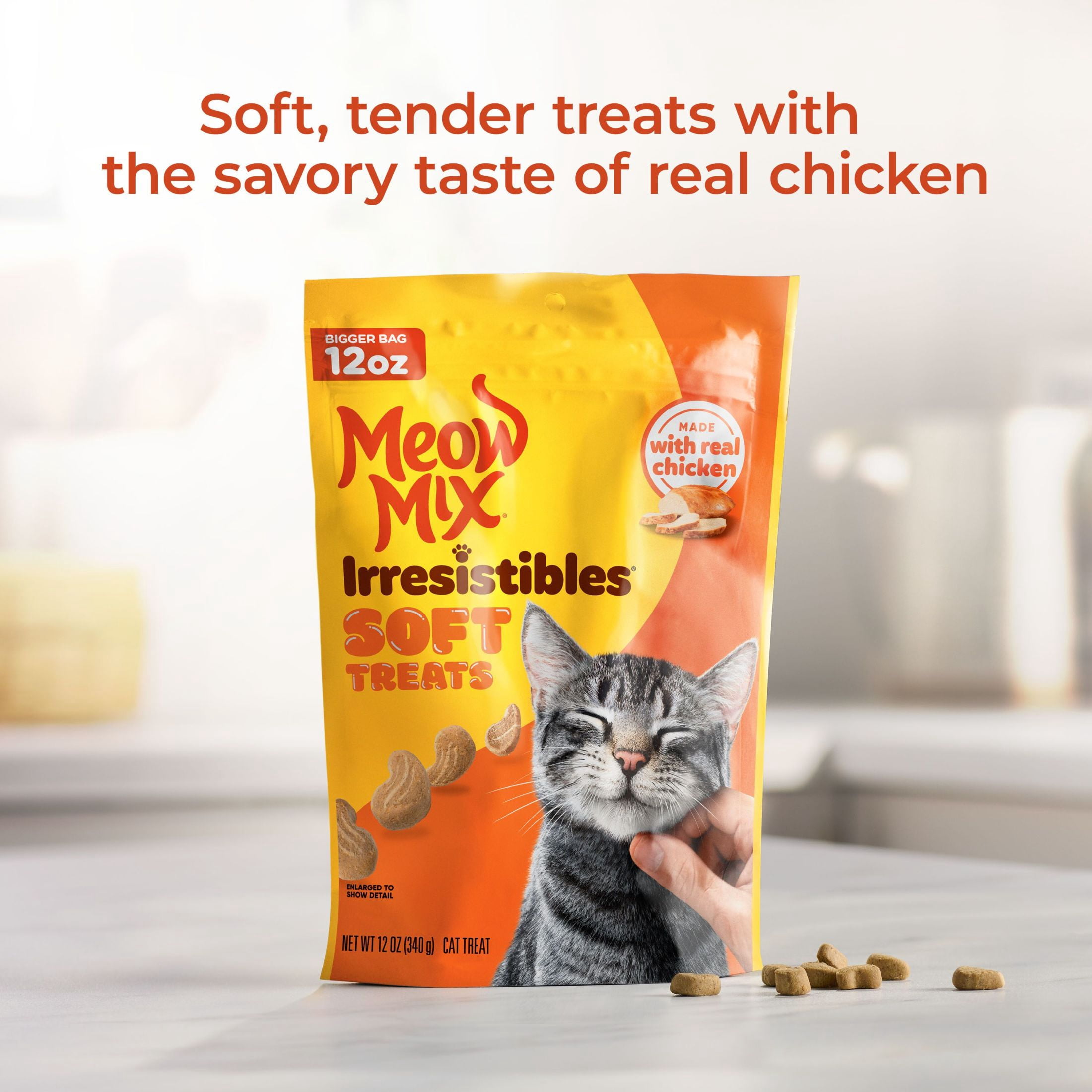 Meow Mix Irresistibles Soft Cat Treats Made With Real Chicken, 12 oz Pouch