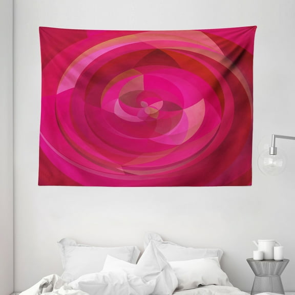 Hot Pink Tapestry, Abstract Vortex with Swirls and Shapes Pattern with Vibrant Pink Colors, Wall Hanging for Bedroom Living Room Dorm Decor, 80W X 60L Inches, Hot Pink Magenta Pink, by Ambesonne