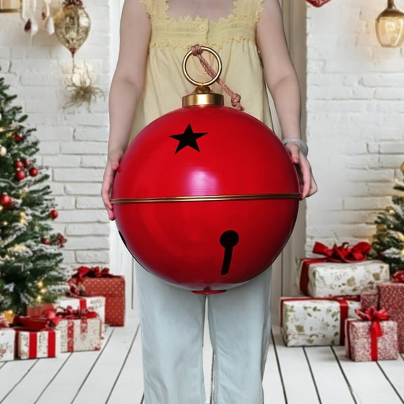 16inch Large Christmas Ball Ornament for Christmas Decoration, Vintage Christmas Bells Decor for Tree, Mantel, Farmhouse Holiday Home & Outdoor Decorations