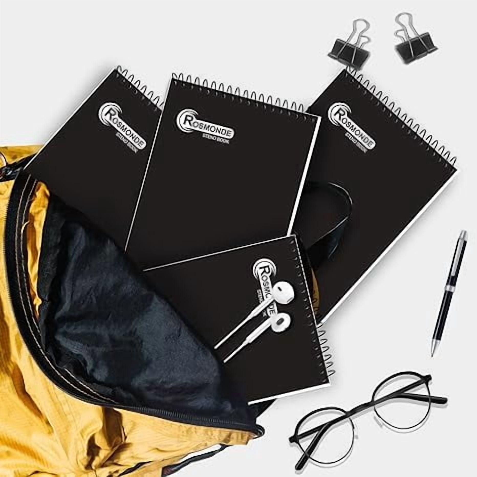 Spiral Steno Notebooks 48 Pack Bulk, 6x9 Inches Gregg Rule 80 Sheets, Top Bound Notepads for Office College, Black