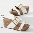 thumbnail image 5 of Womens Platform Wedge Slip On Sandals 2025 Buckle Summer Beach Chunky Footbed Heeled Casual Slides Slippers, 5 of 6