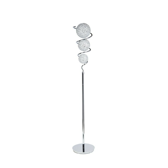 3-Dome Crystal Spheres Chrome Floor Lamp