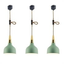 JLOWCO 3 Pack Adjustable Height Pendant Lights Track Light Fixtures Kitchen Island Green Lights Rustic Pendant Light Pendant Lights Kitchen Island (LED Bulb Include)