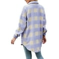 thumbnail image 7 of Women's Sherpa Lined Fleece Flannel Plaid Shirt Jacket Button-down Color Block Long Sleeve Lapel Outerwear with Pockets, 7 of 7
