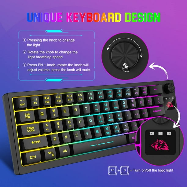 Wireless Gaming Keyboard and Mouse Combo,12 RGB Backlight Rechargeable 4000mAh Battery,Mechanical Feel Anti-ghosting Keyboard and RGB Wireless Gaming Mouse PC,PS4,Laptops(Black) -