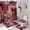 Burgundy Red, variant on 4PCS Fishing Shower Curtain Sets with Rugs, Rustic Fish Theme Rules Cabin Waterproof Bathroom Accessories with Non-Slip Bath Rugs, Toilet Lid Cover Bath Mat and 12 Hooks, Home Decor 72" X 72"