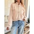 thumbnail image 5 of Cardigan for Women Trendy Button Up Sweater Jackets Mock Neck Long Sleeve Loose Fit Chunky Knit Outwear Coats M, 5 of 8