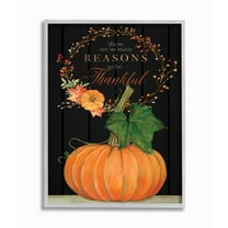 Stupell Industries Reasons To Be Thankful Pumpkin Fall Autumn Seasonal Design Framed Wall Art by Stephanie Workman Marrott