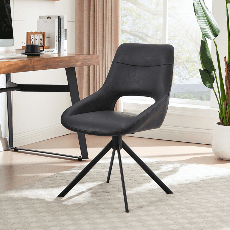 Zesthouse Swivel Desk Chair No Wheels, Modern Faux Leather Task
