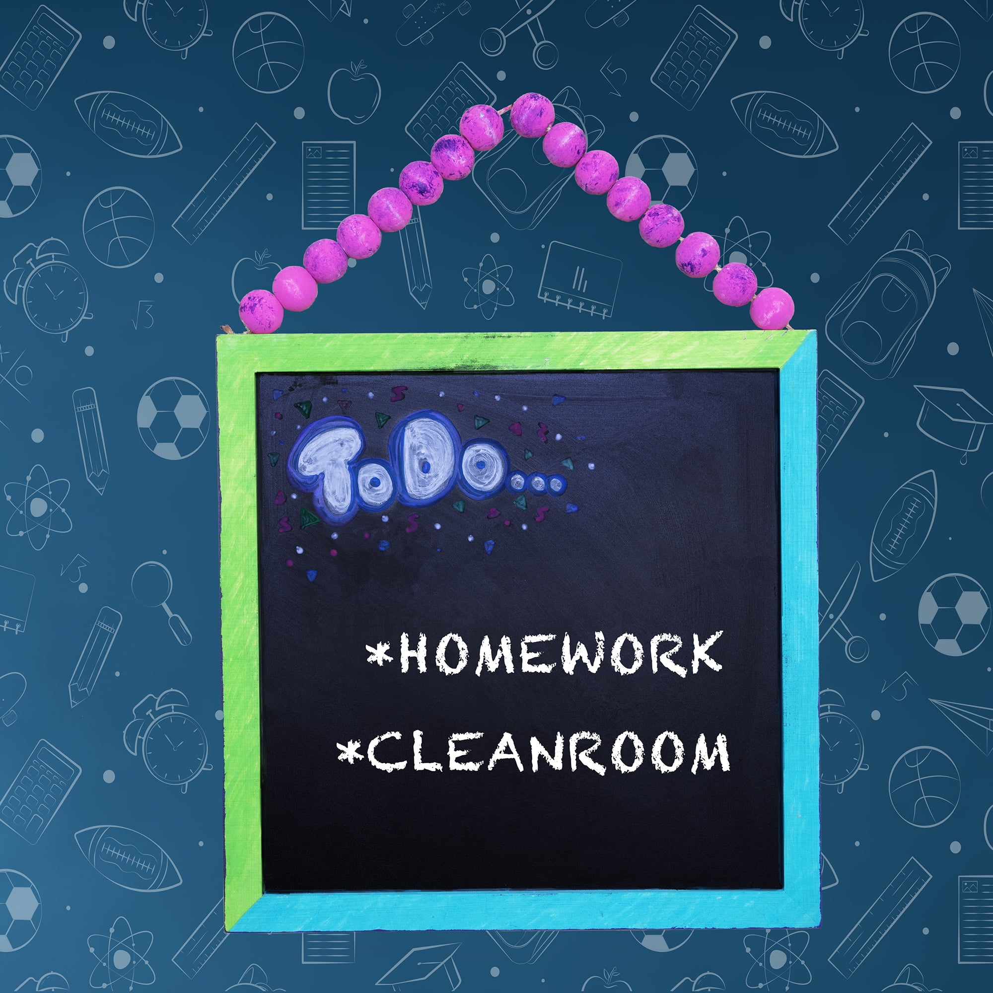 Hello Hobby DIY Natural Wood Frame Chalkboard with Beaded Handle