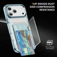thumbnail image 6 of ELEHOLD for iPhone 17 Pro Max Case,Clear Card Holder Kickstand Credit Card Slot Soft TPU+Hard PC Slim Bumper Anti-Scratch Shockproof Protective Wallet Case for iPhone 17 Pro Max,Blue, 6 of 9