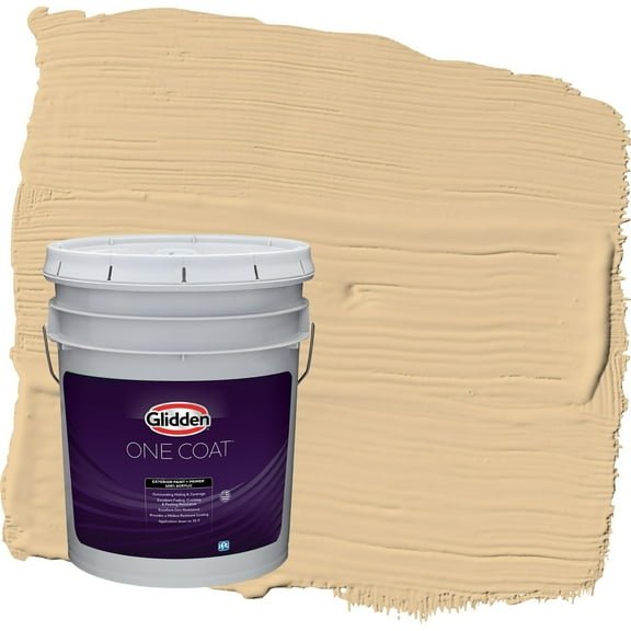 Glidden One Coat Faint Fawn / Yellow Satin Exterior Paint with Primer, 5 Gallon