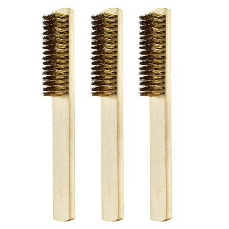 

3pcs Copper Wire Brush Wooden Handle Cleaning Maintenance Tool Dust Removal Tool