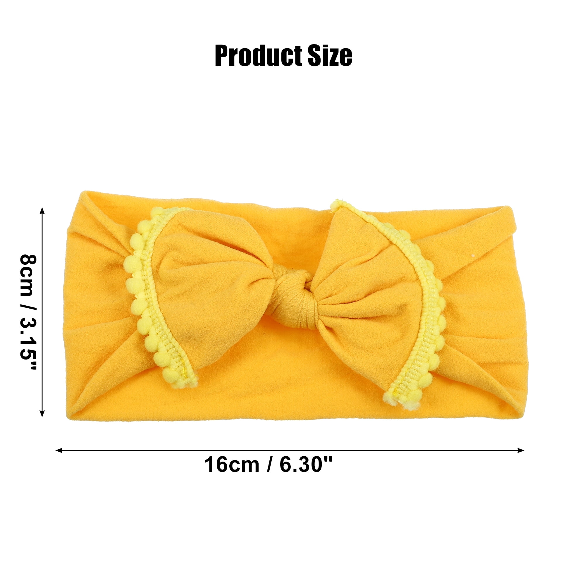 Unique Bargains Bow Fashion Cute Cotton Headband Hair Band 6.3 Inch Yellow